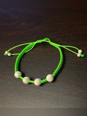 Neon Green Beaded Macrame Bracelet